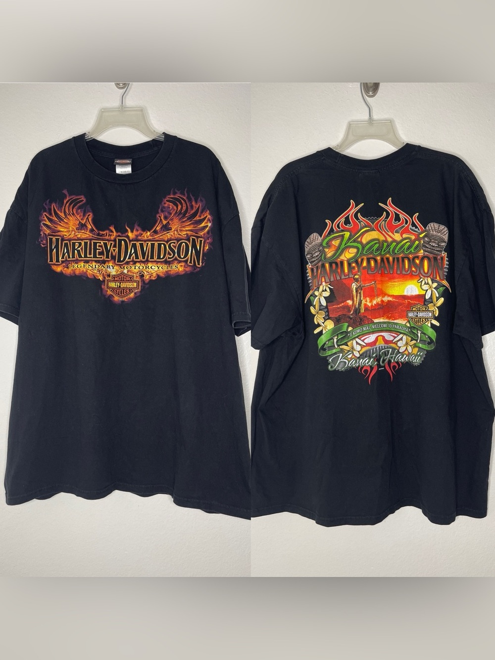 Harley-Davidson Black T-Shirt Kauai Hawaii 2 Sided Graphic 2010 Size 3XL